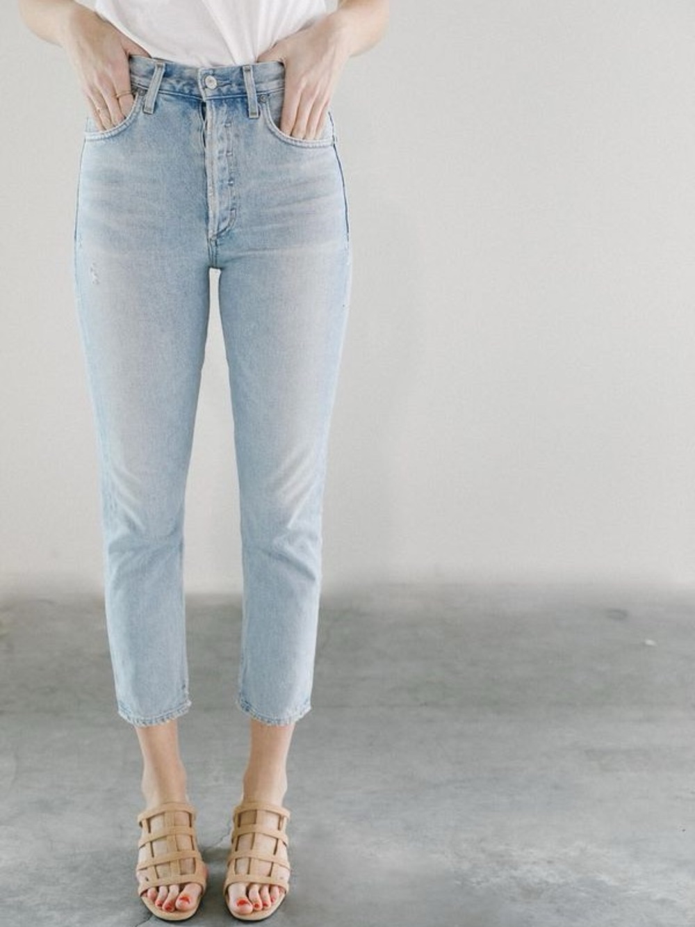 Citizens Of Humanity Light Blue High-Rise Cropped Jeans